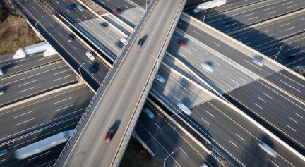 Aerial view of the Intersection of the Garden State Parkway and the New Jersey Turnpike
