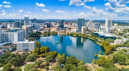 Aerial view of downtown Orlando, Floria