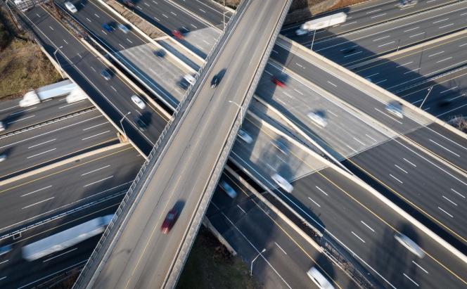Aerial view of the Intersection of the Garden State Parkway and the New Jersey Turnpike