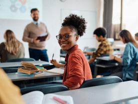 student in a classroom