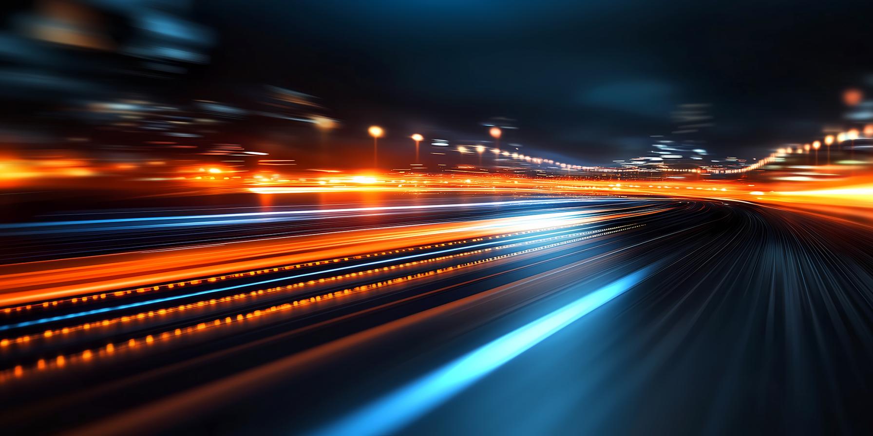 blurred lights on roadway at night