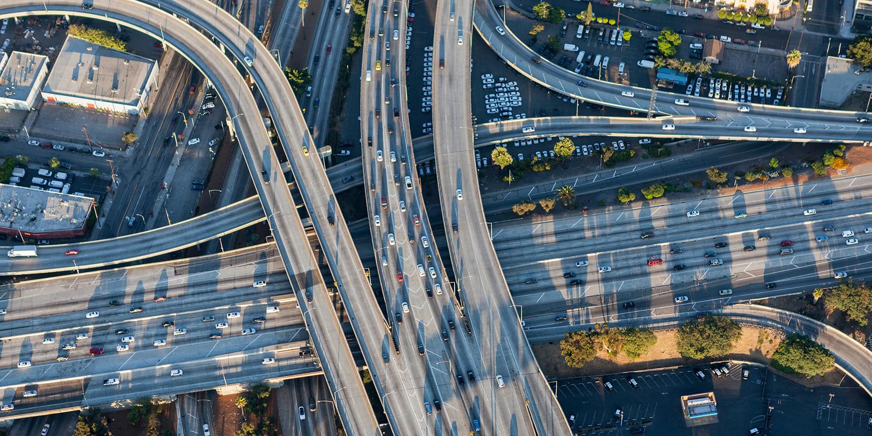 Aerial view of highways