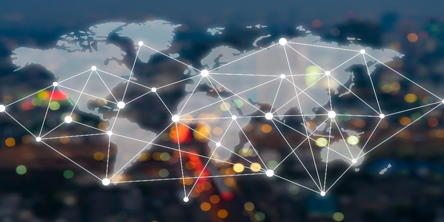 connected dots over a US Map