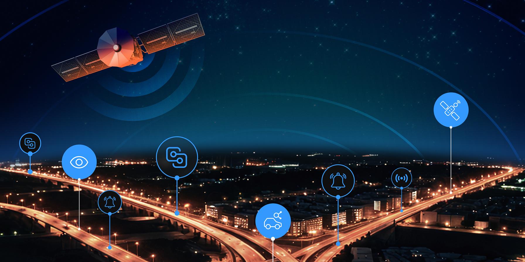 Image depicting satellite over roadway