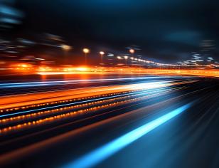 blurred lights on roadway at night