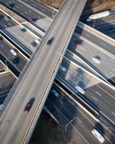 Aerial view of the Intersection of the Garden State Parkway and the New Jersey Turnpike