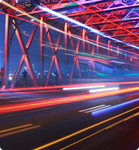 Lights at night on the bridge